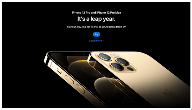 Apple’s product page for the iPhone 12