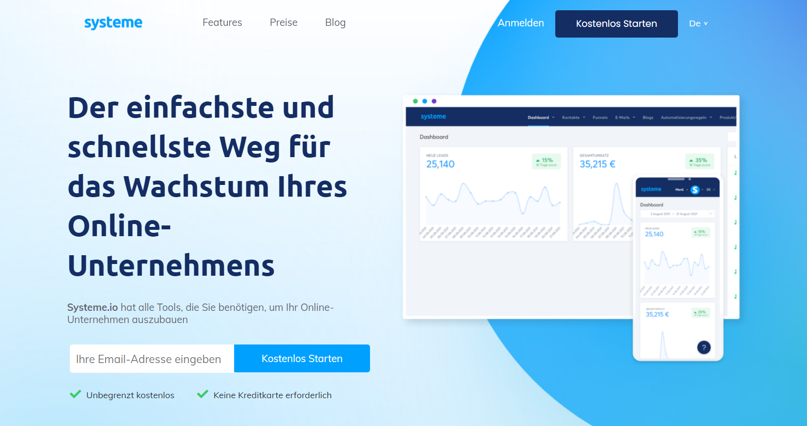 Systeme.io's Home Page