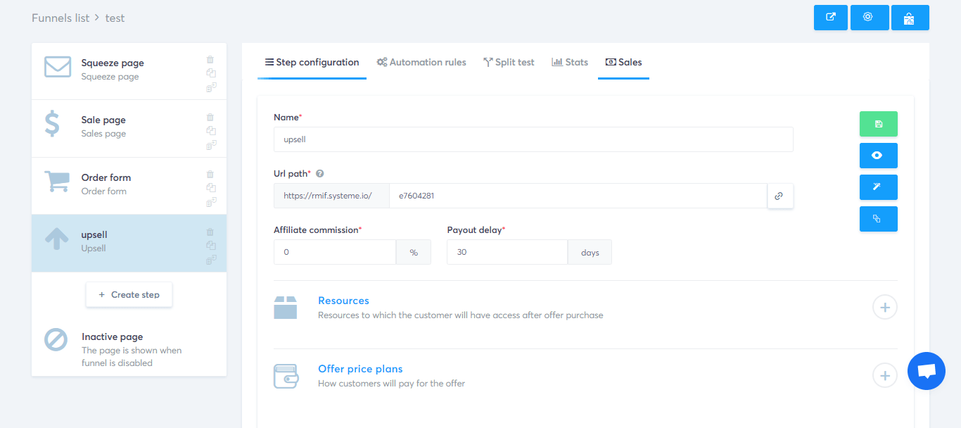 Upsell-Bestellungen von systeme.io