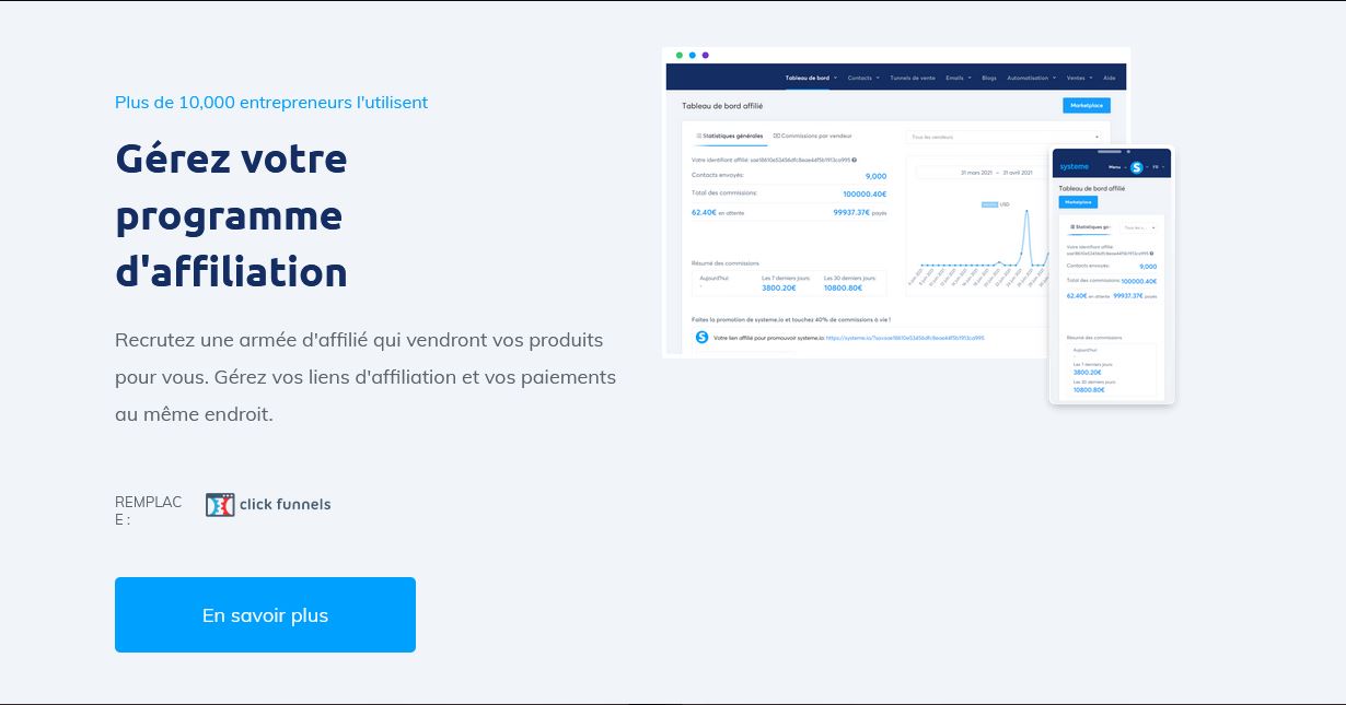 Affiliation systeme.io