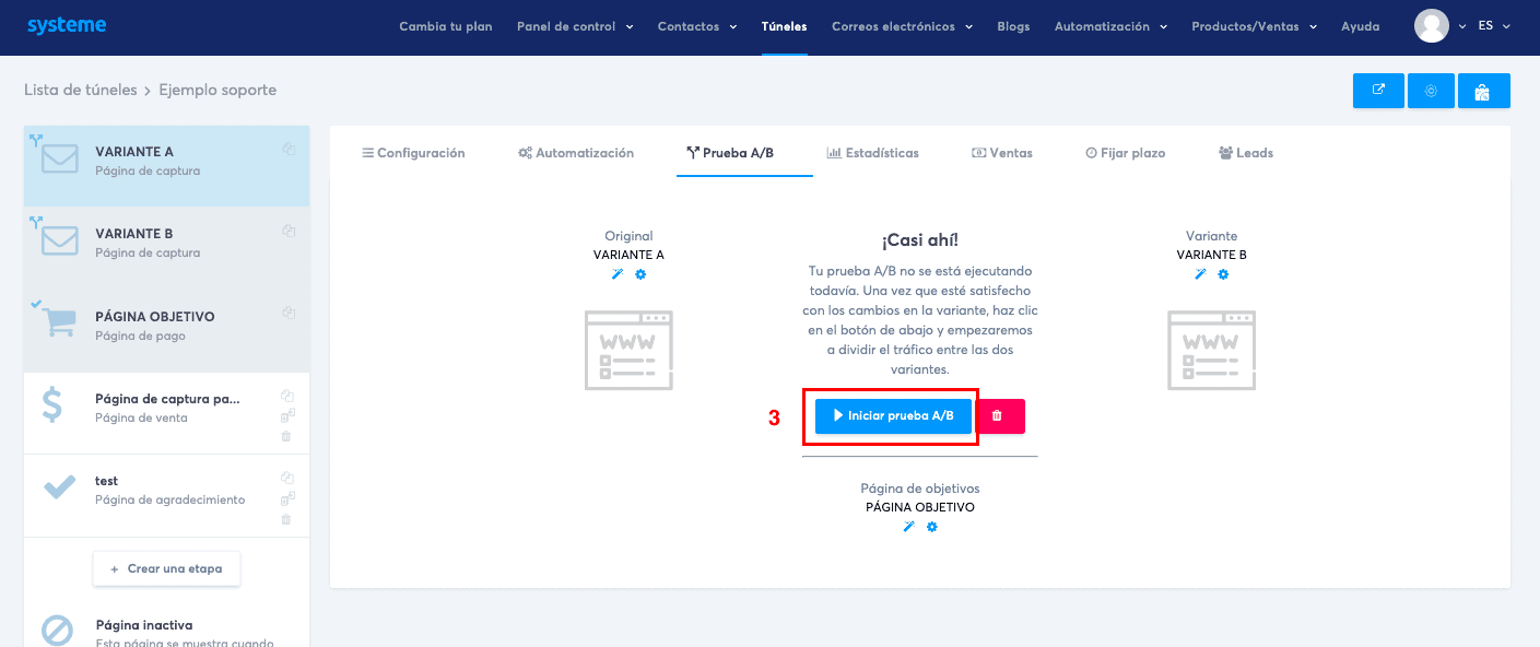 Creador de páginas de captura de systeme.io