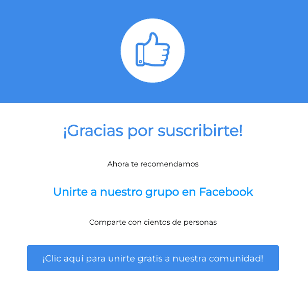 Página de agradecimiento de systeme.io