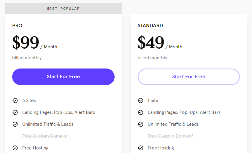 Los planes y precios de Leadpages