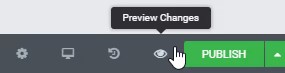 El botón de “previsualización de cambios” de Elementor