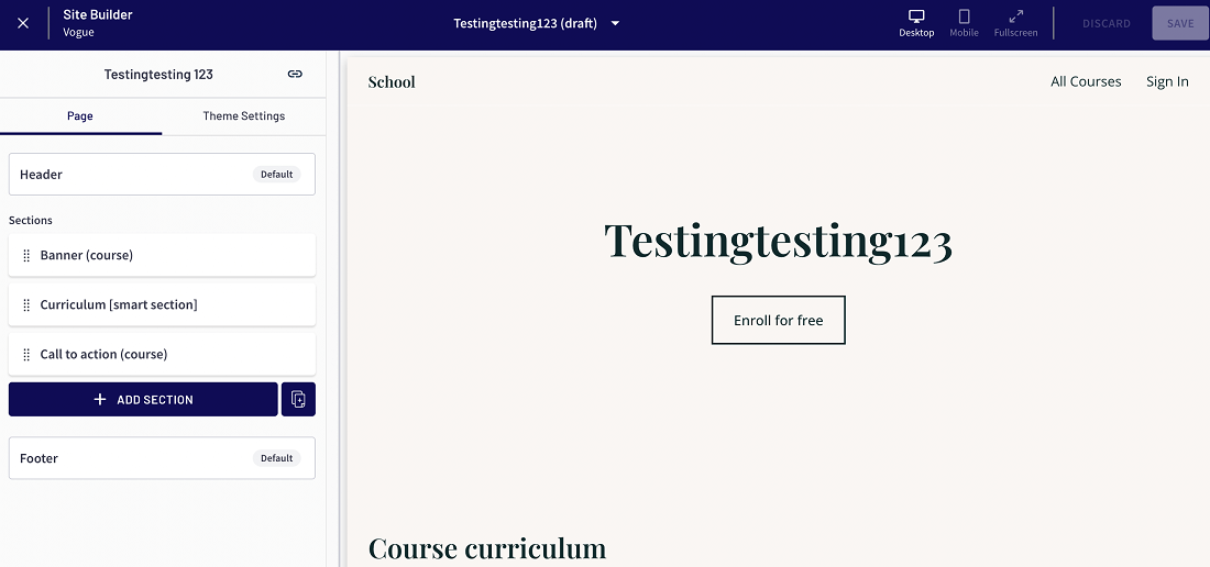 Thinkific website builder