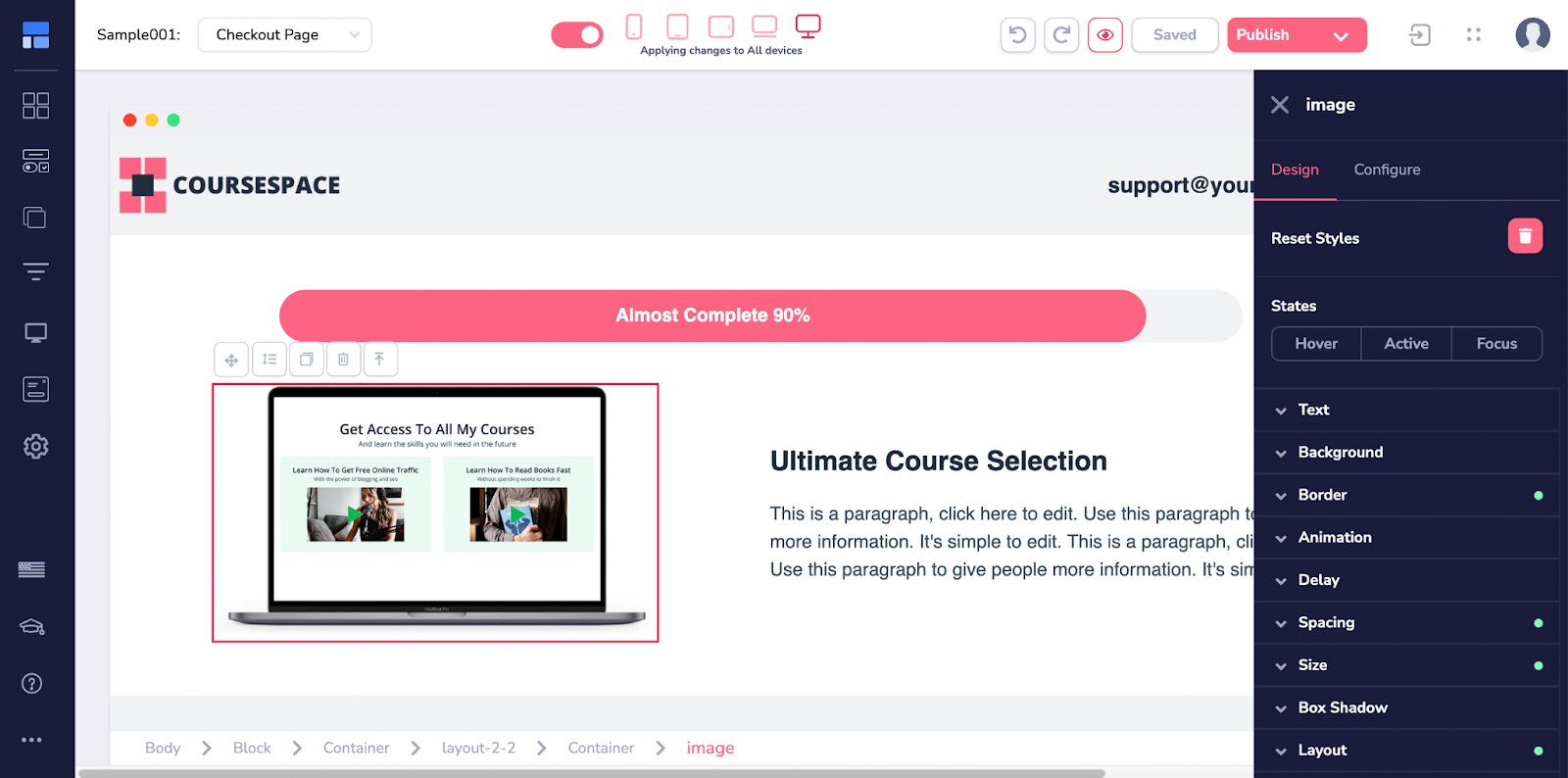 Ejemplo de un creador de túnel y sitios web de GrooveFunnels