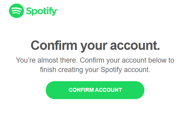 Email di conferma di Spotify