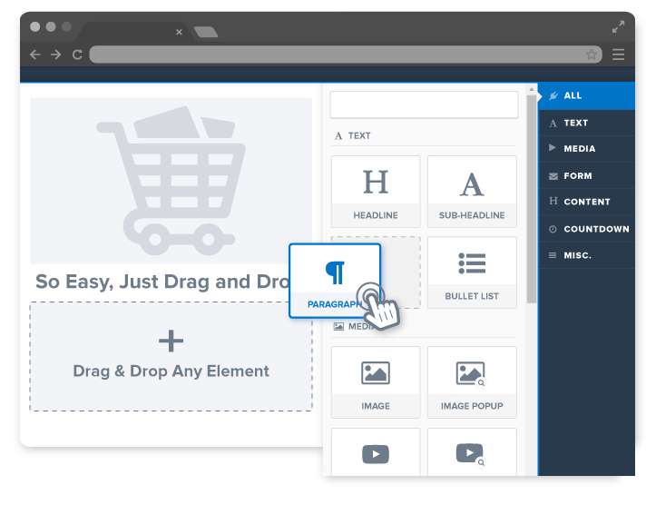 El creador de arrastrar y soltar de ClickFunnels