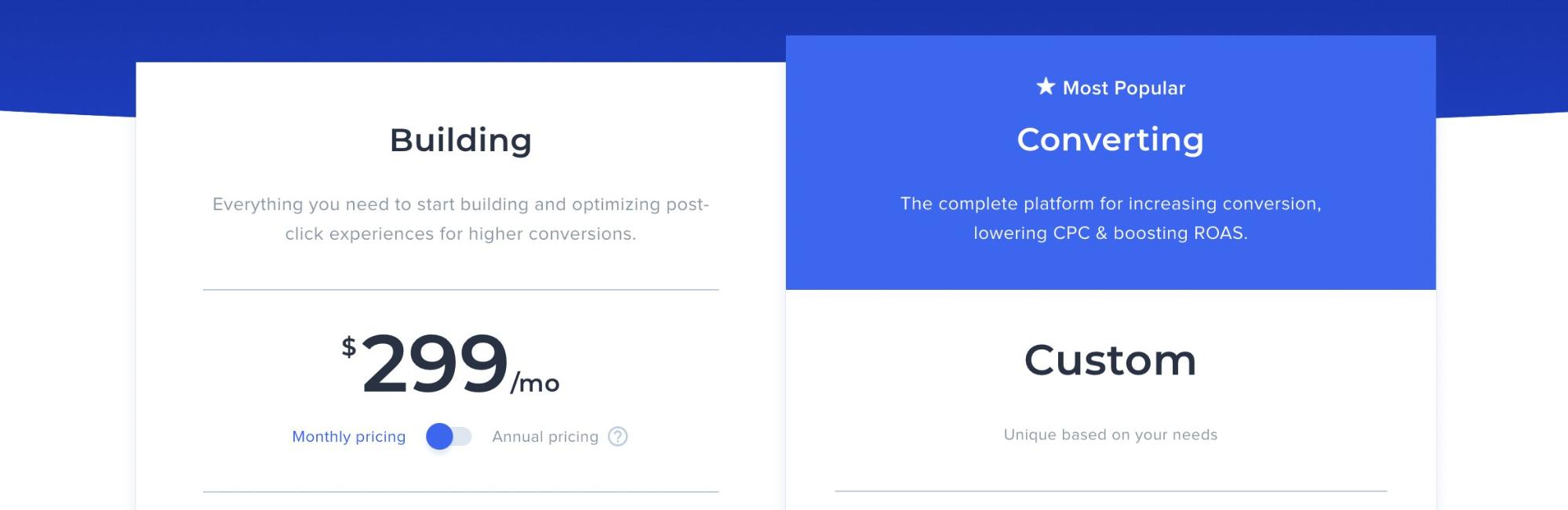 Die Preisstruktur von Instapage