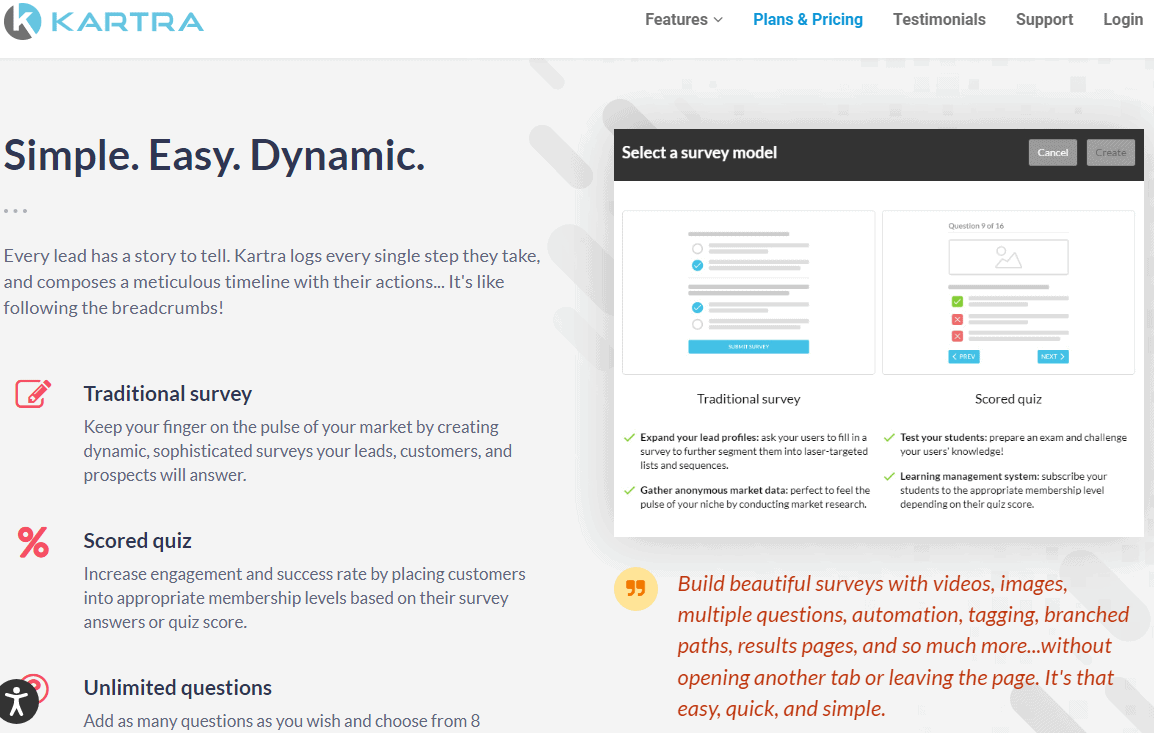 Le caratteristiche del corso online di Kartra