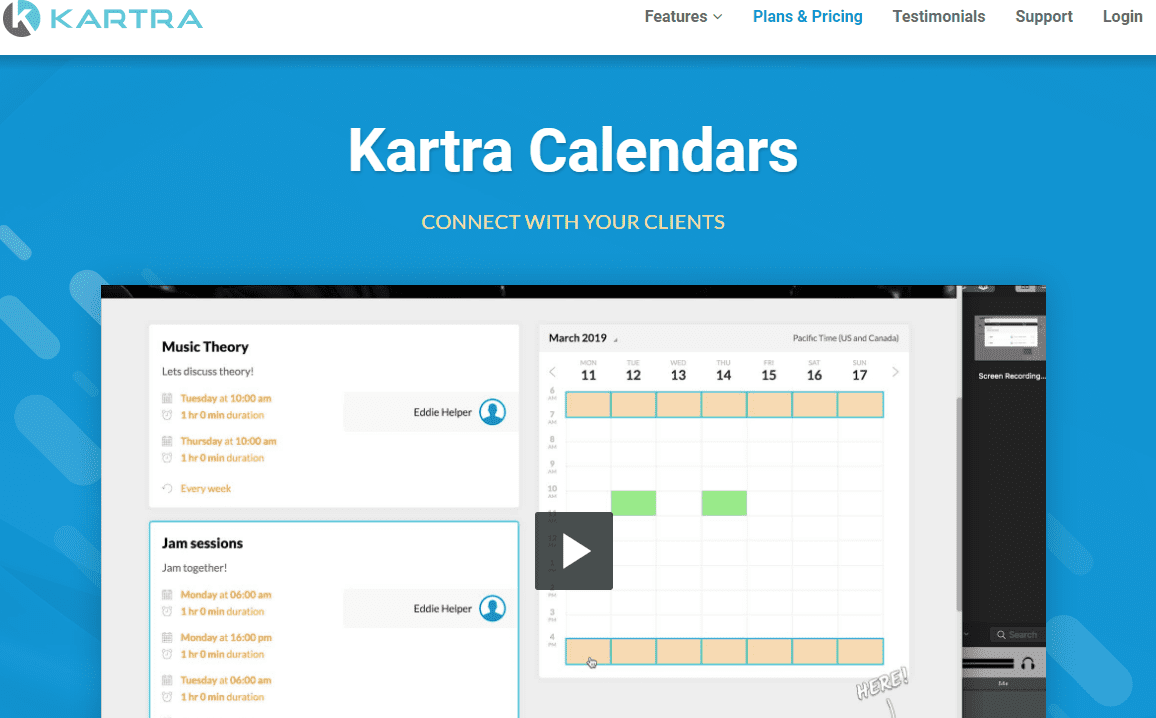 I calendari di Kartra