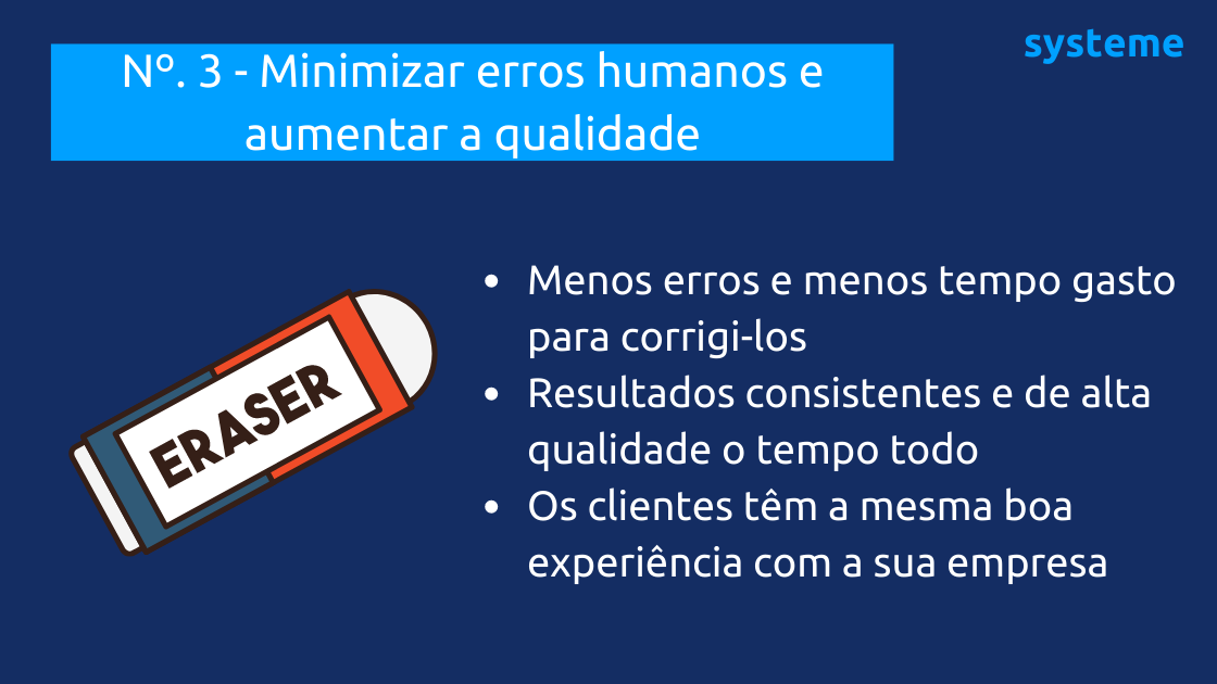 Minimizar erros humanos e melhore a qualidade