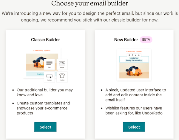 Creadores de campañas por correo electrónico de Mailchimp