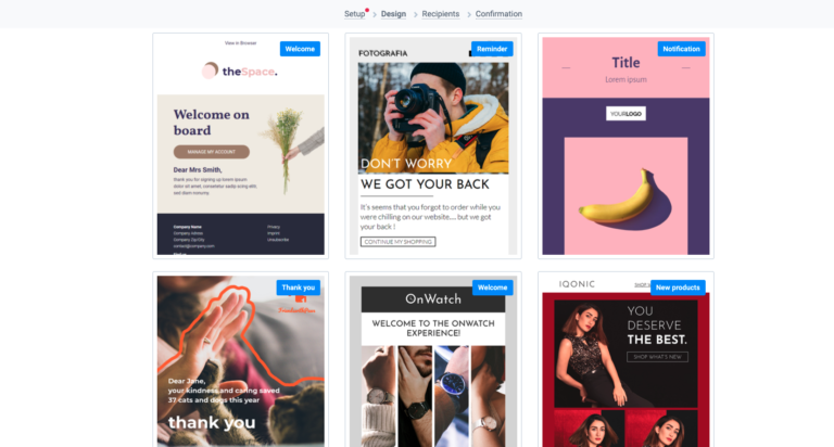 Plantillas de correo electrónico de Sendinblue