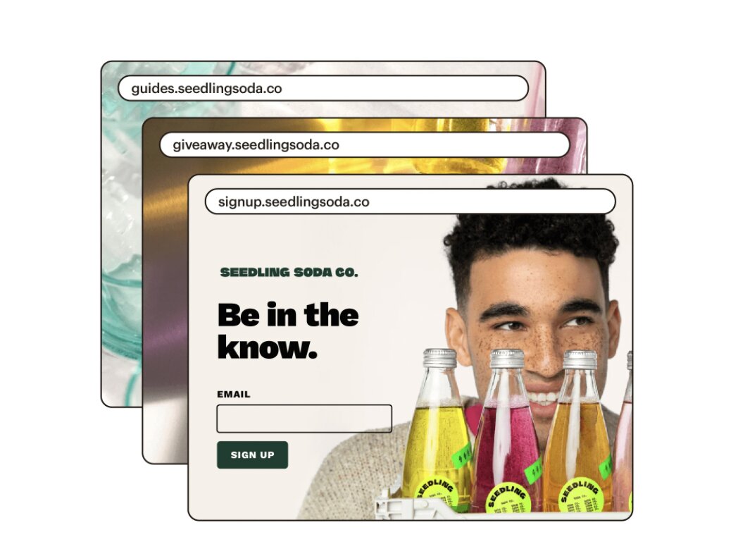 Esempi di strumenti per le landing page di Mailchimp