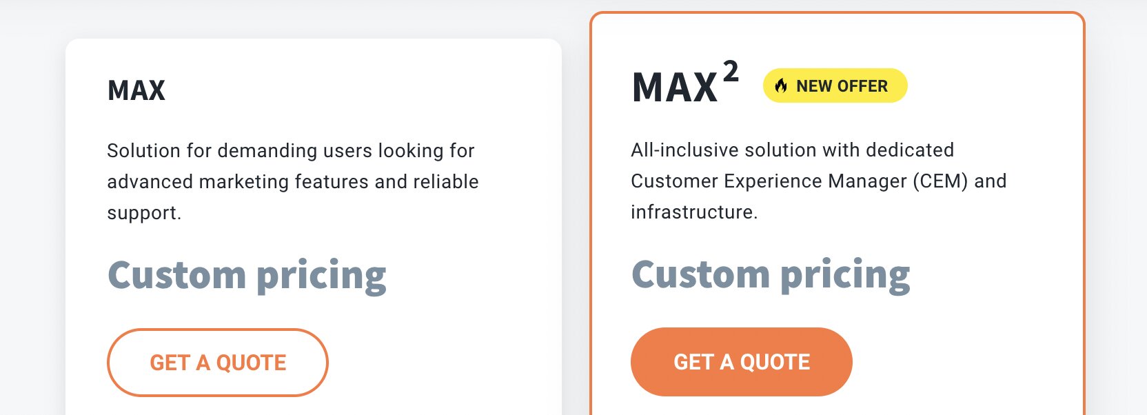 Opzioni di prezzo Max di GetResponse