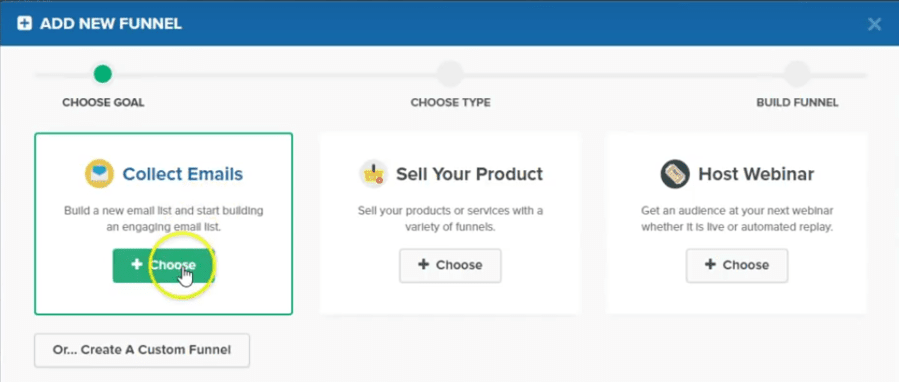 L'editor visuale di funnel di ClickFunnels