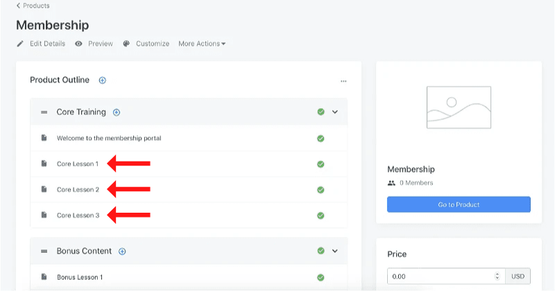 Página de membresía de Kajabi