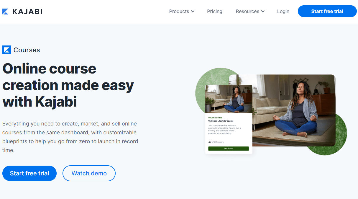 Página del creador de cursos de Kajabi