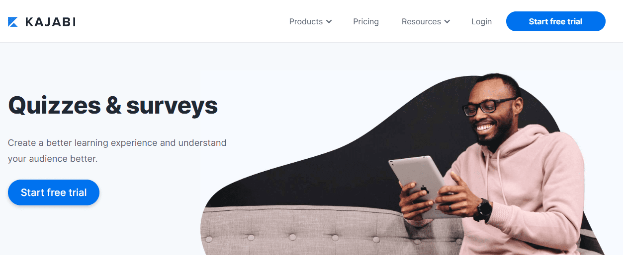 Página de cuestionarios y encuestas de Kajabi