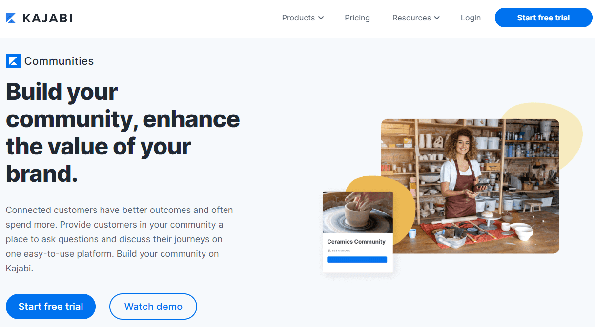 Página de comunidades de Kajabi