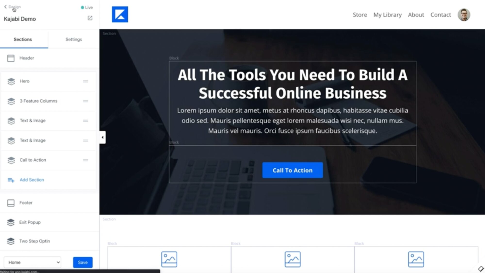 Creador de sitios web de Kajabi