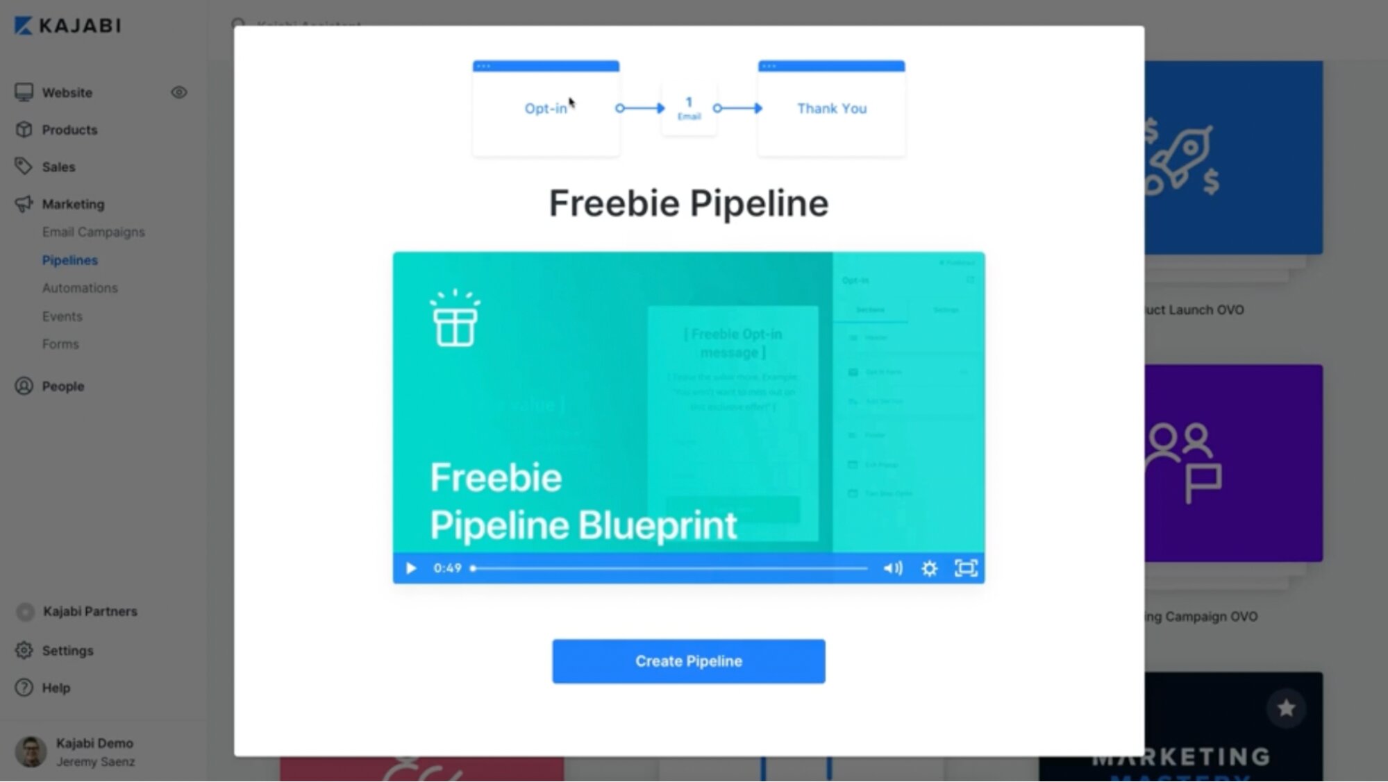 Creador de pipelines de Kajabi