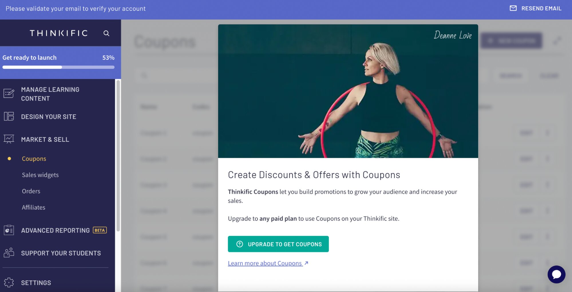 Descuentos y cupones de Thinkific