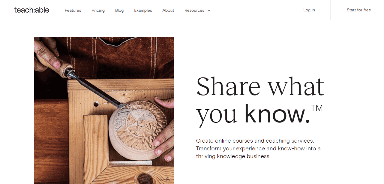 Página de inicio de Teachable