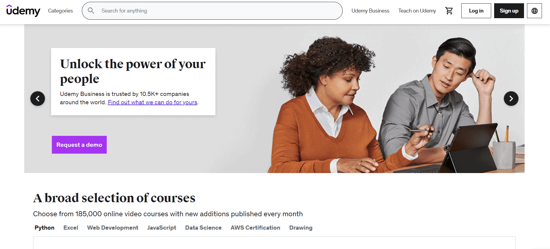 Página de inicio de Udemy