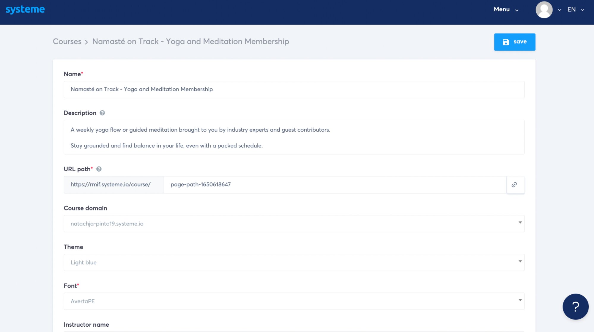 Mitgliedschaft- und Kurserstellungsseite von systeme.io