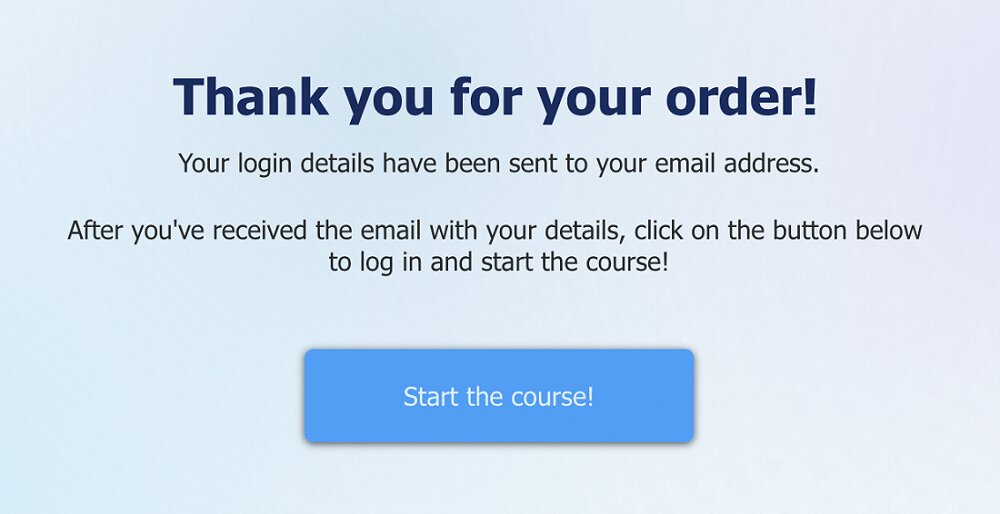 Die Dankeseite für den Kurs