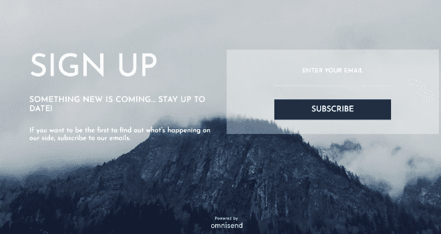 Formulario de registro de la página de captura de Omnisend