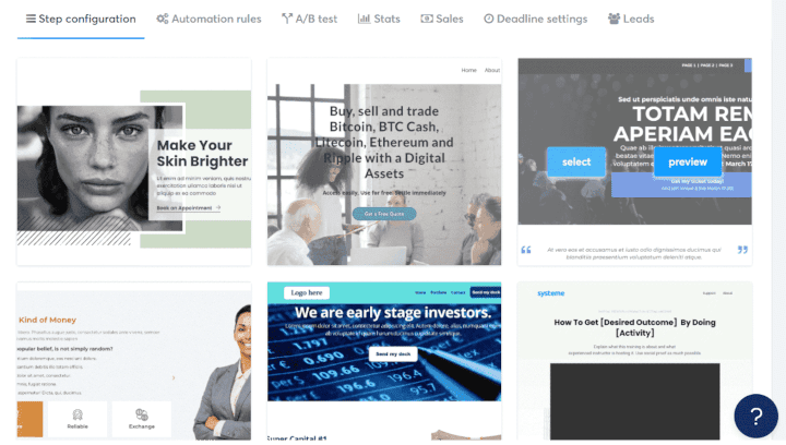 Vorlagen für Zielseiten von systeme.io