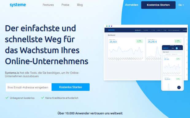 Die Verkaufsseite von systeme.io