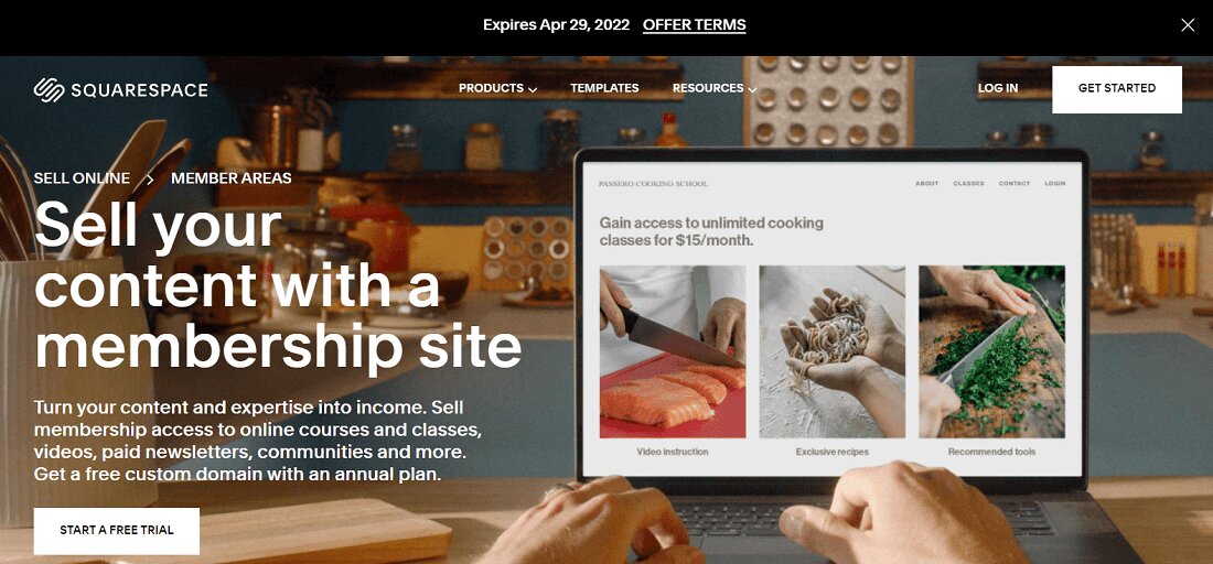 Die Homepage der Member Areas von Squarespace