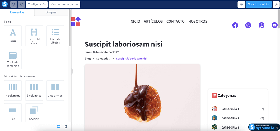 Plantilla de blog de systeme.io