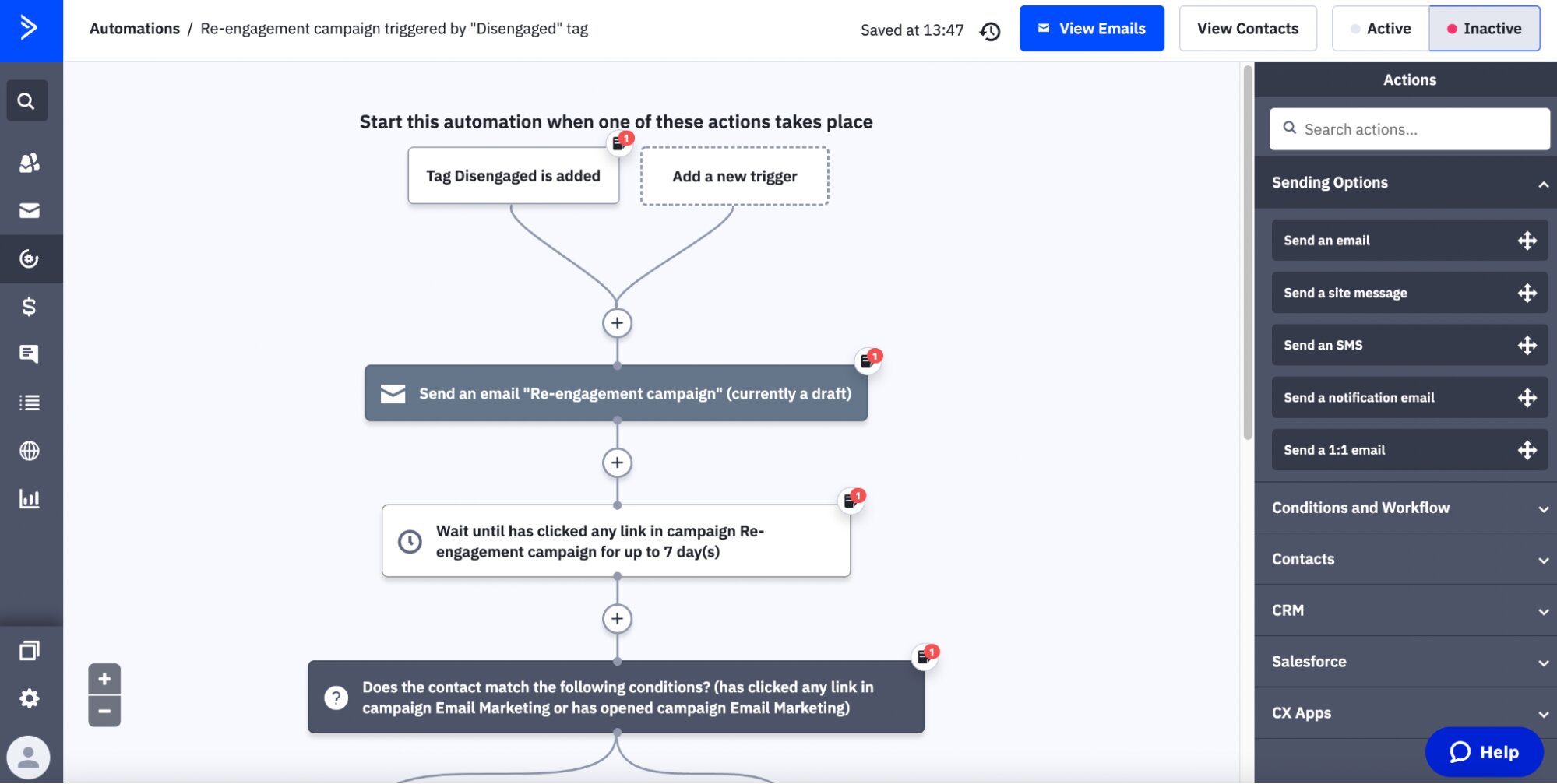 Flujo de trabajo de automatización de marketing de ActiveCampaign