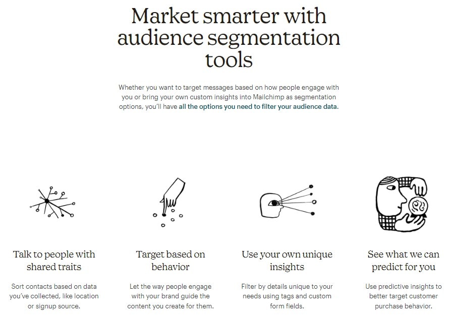 Página de segmentación de Mailchimp