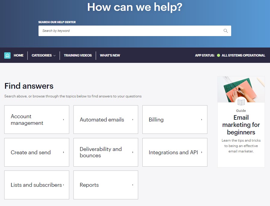 Página de soporte de Campaign Monitor