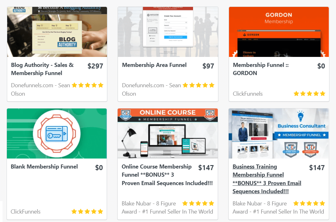 Funnel-Vorlagen von ClickFunnels Quelle: ClickFunnels.com