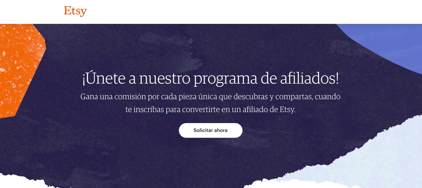 Página del programa de afiliados de Etsy