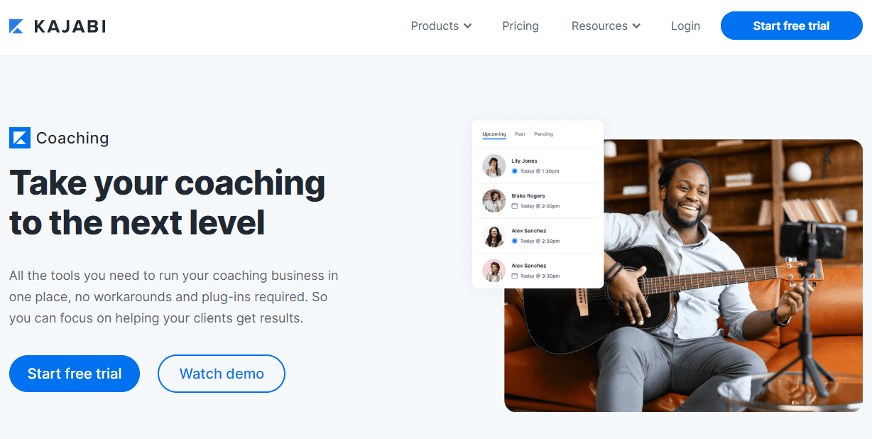 Die Coaching-Seite von Kajabi