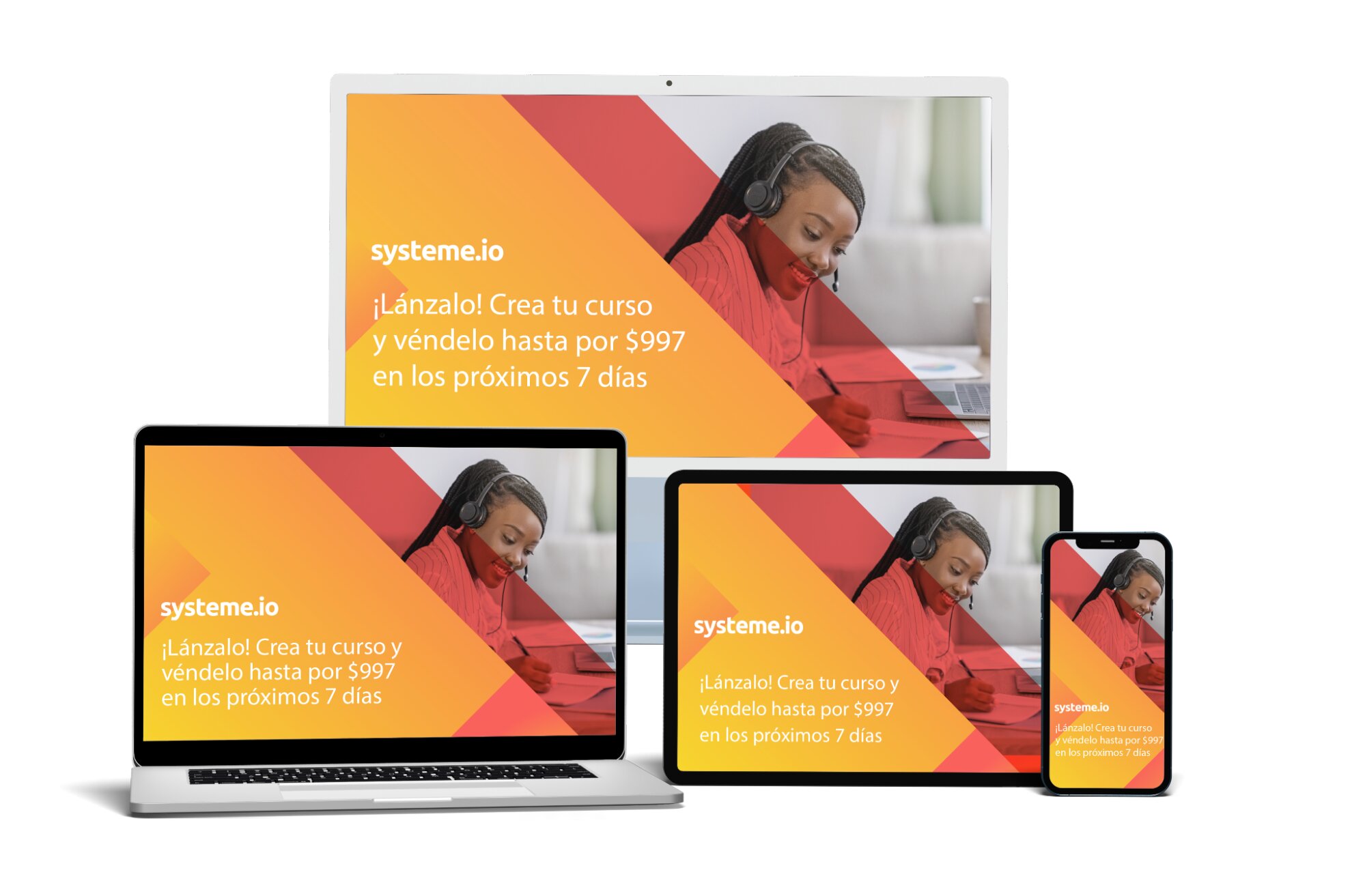 Página de captura del curso en línea “Lánzalo!” de systeme.io