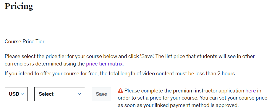 Página de precios de un curso en Udemy