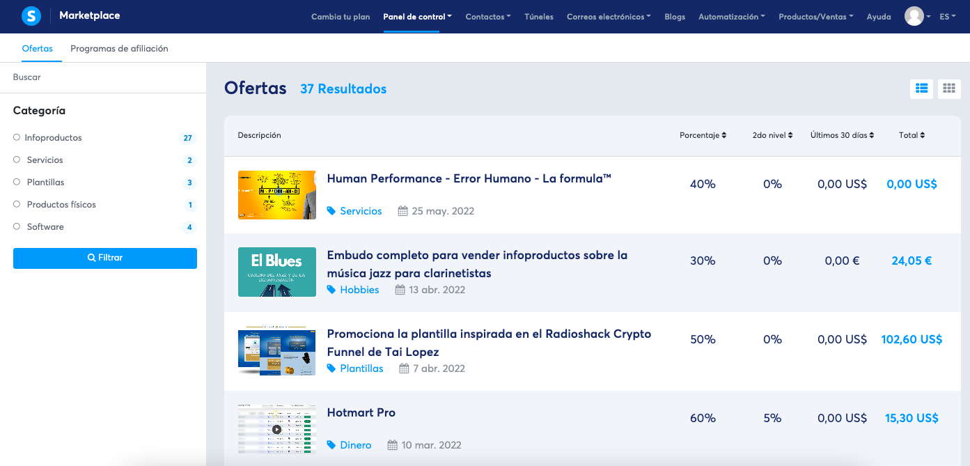 El marketplace de systeme.io