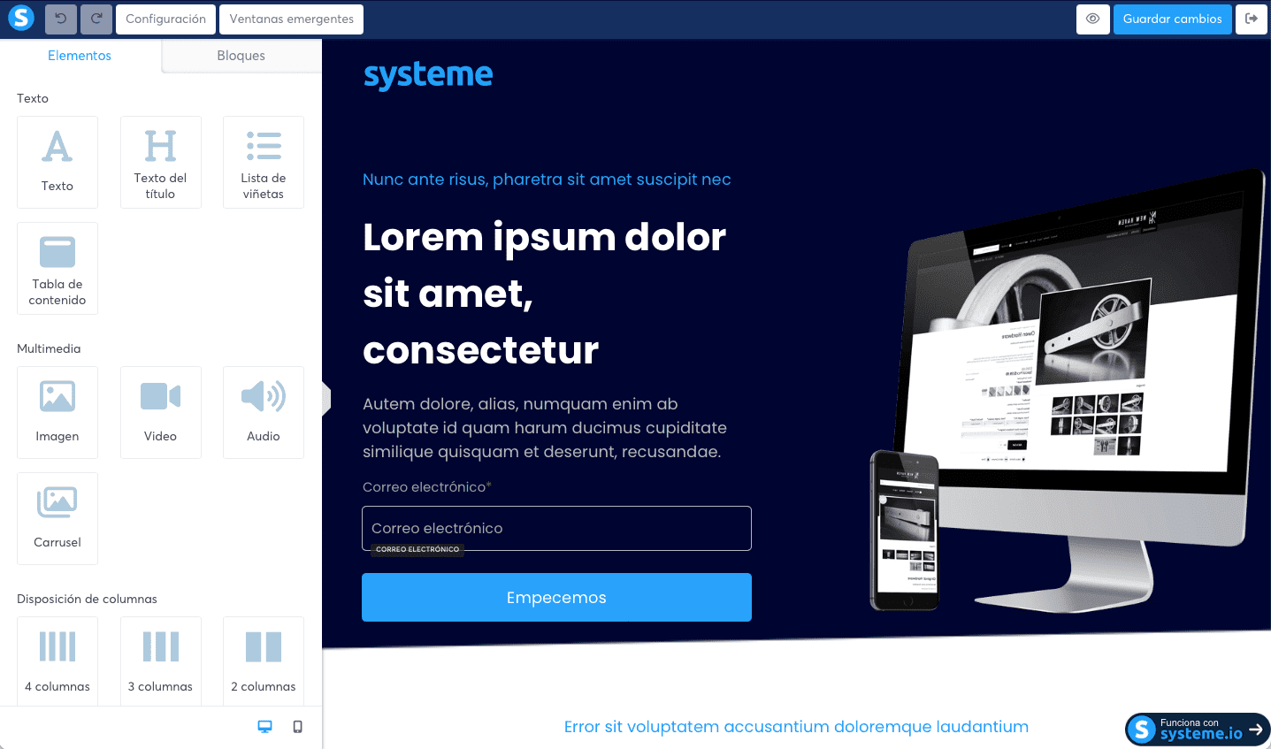 Una vez que comiences a editar tu página de captura, puedes agregar tu contenido y elementos visuales únicos, ¡y observa cómo encaja todo!