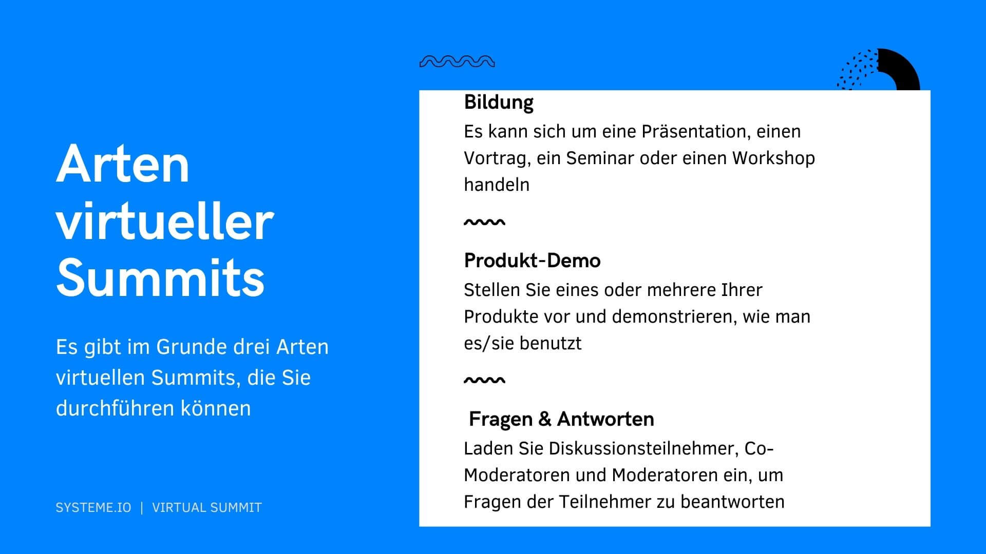 Arten virtueller Summits