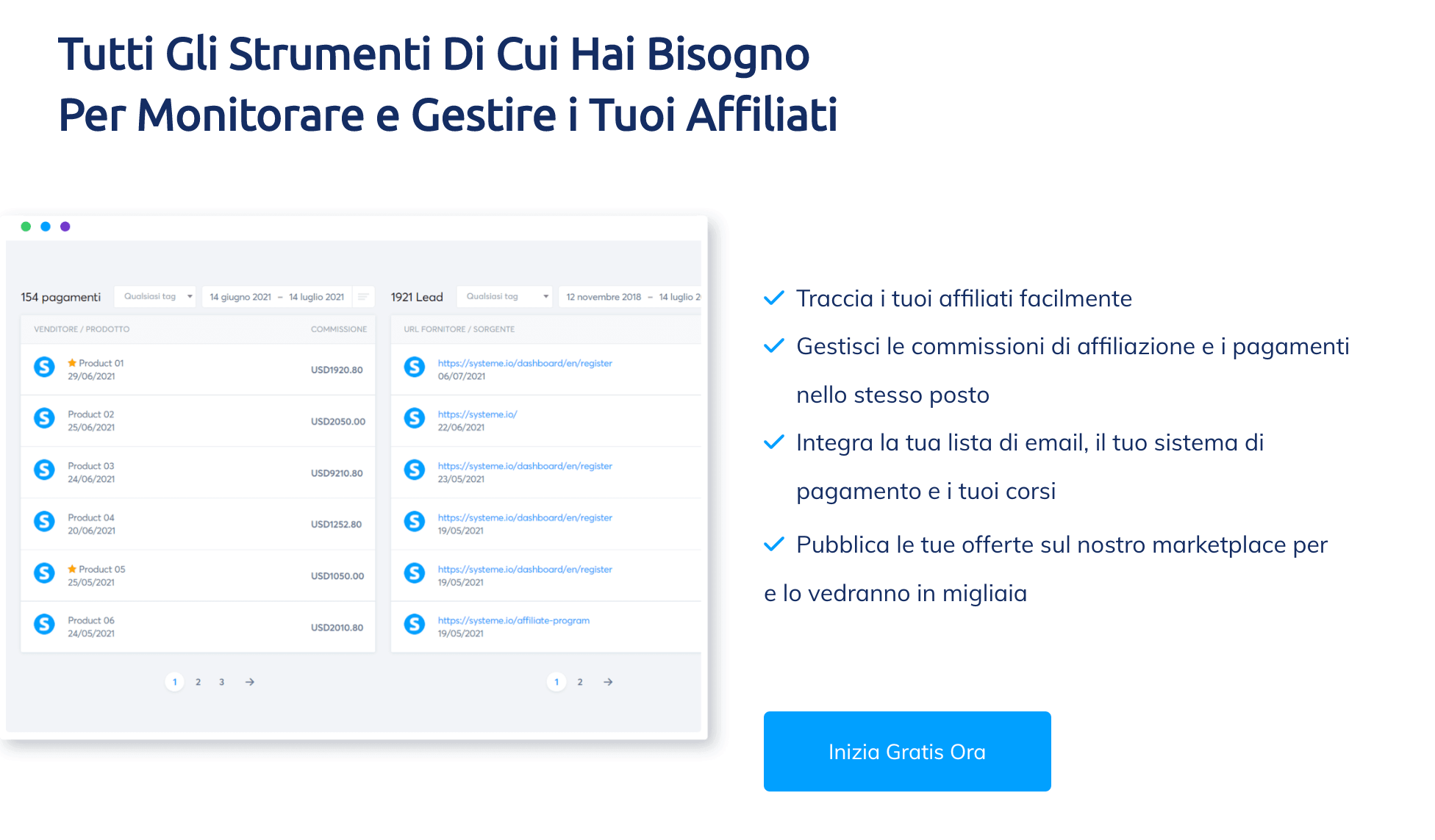 Funzione di systeme.io per la costruzione di siti web