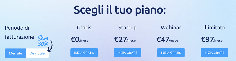 Pagina prezzi di systeme.io